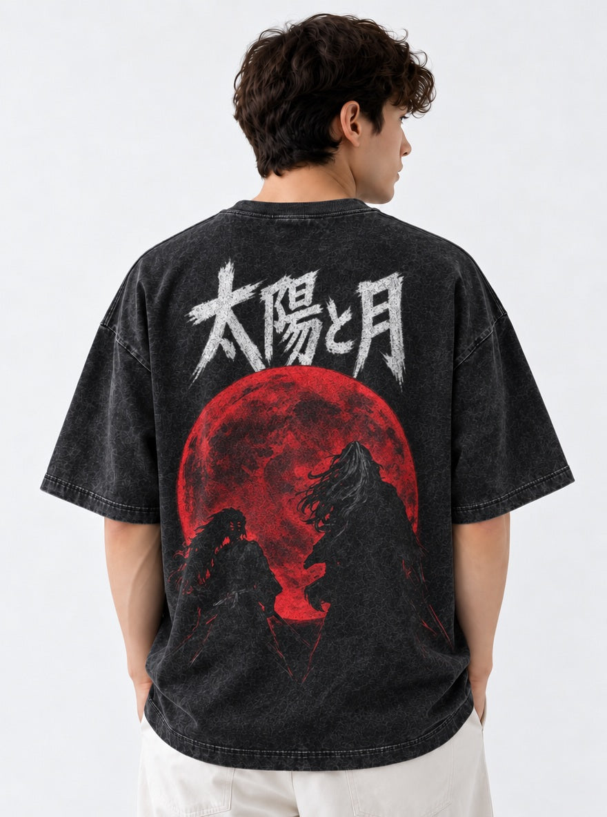 Sun and Moon – Black T-Shirt – model shot | Demon Slayer