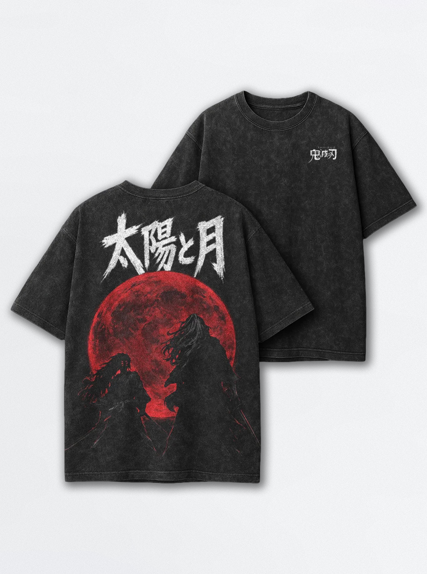 Sun and Moon – Black T-Shirt – mockup | Demon Slayer