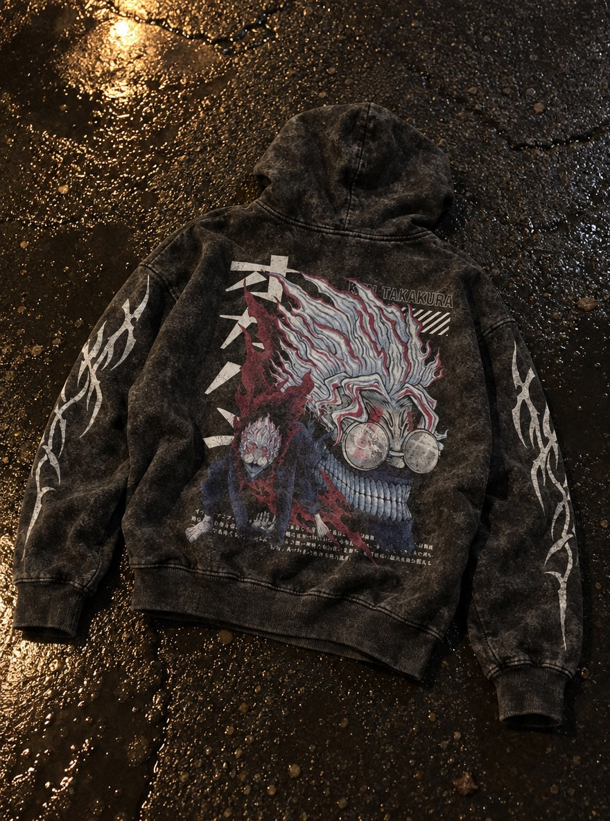 Okarun Unleashed – Hoodie – flat-lay | Dandadan