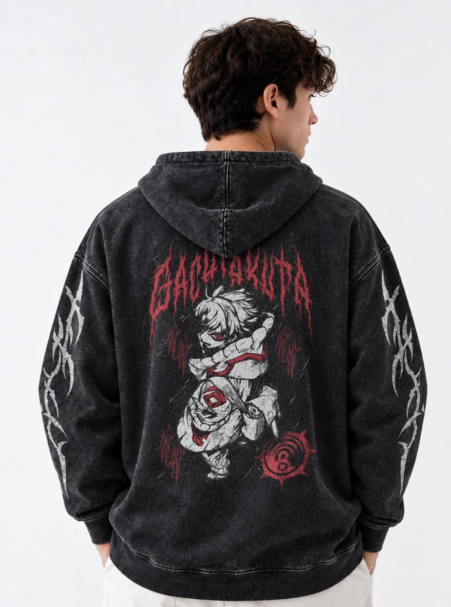 Rudo Red Rain – Hoodie – model shot | Gachiakuta
