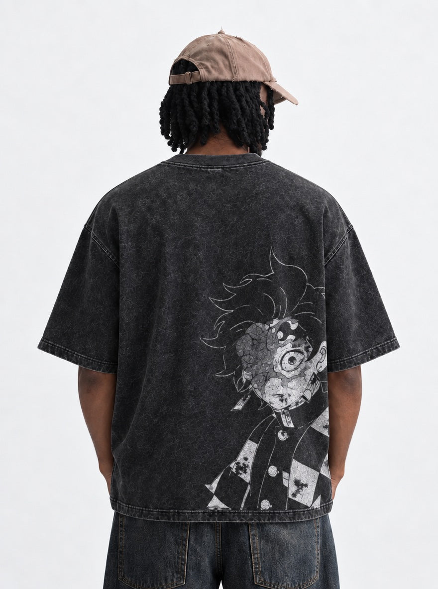 Demon Tanjiro – Black T-Shirt – model shot | Demon Slayer