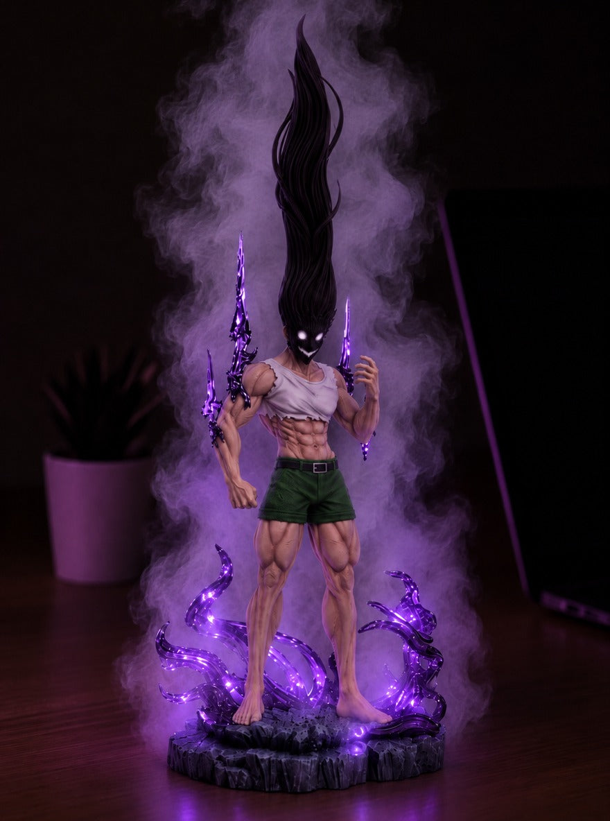 Adult Gon Nen Aura Mist Diffuser Figure – lit with mist in a room at night | Hunter x Hunter