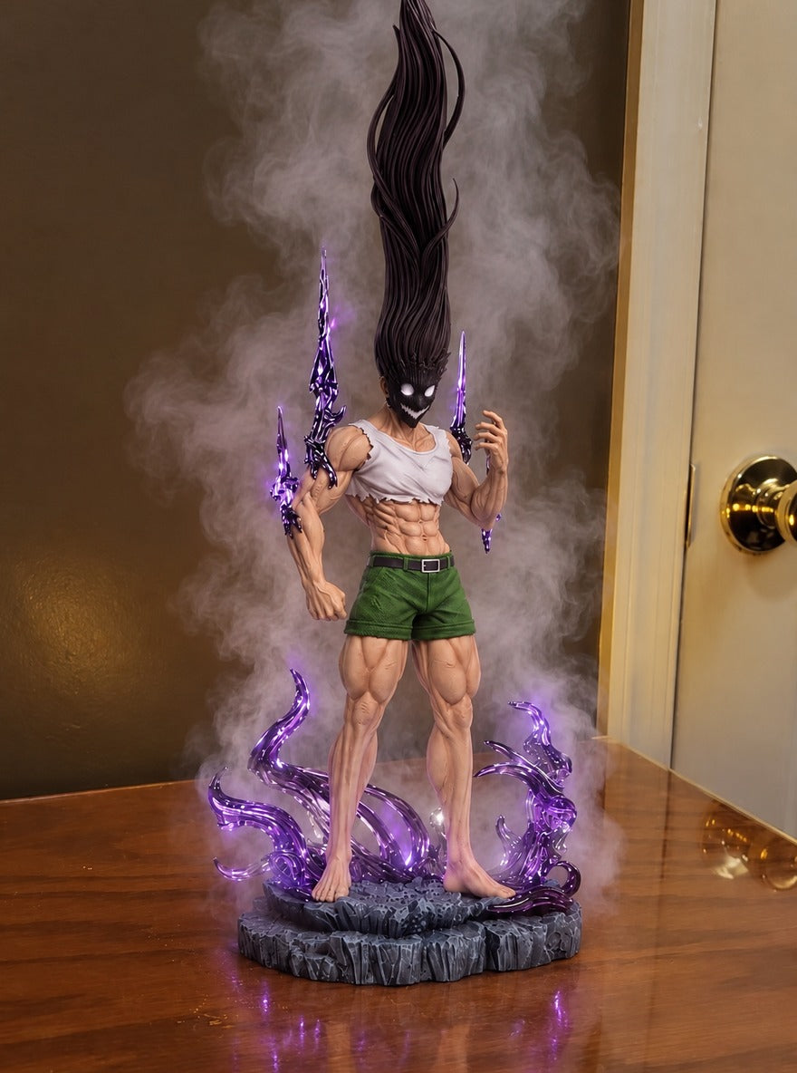 Adult Gon Nen Aura Mist Diffuser Figure – lit with mist in a daylight room | Hunter x Hunter