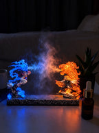 Akaza vs Rengoku Mist Diffuser Figure – glowing with mist at night | Demon Slayer
