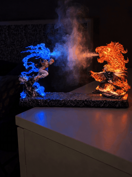 Akaza vs Rengoku Mist Diffuser Figure – mist in a dark room (animated) | Demon Slayer