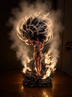 Attack Titan Steam Mist Diffuser Figure – lit with mist in a room at night | Attack on Titan