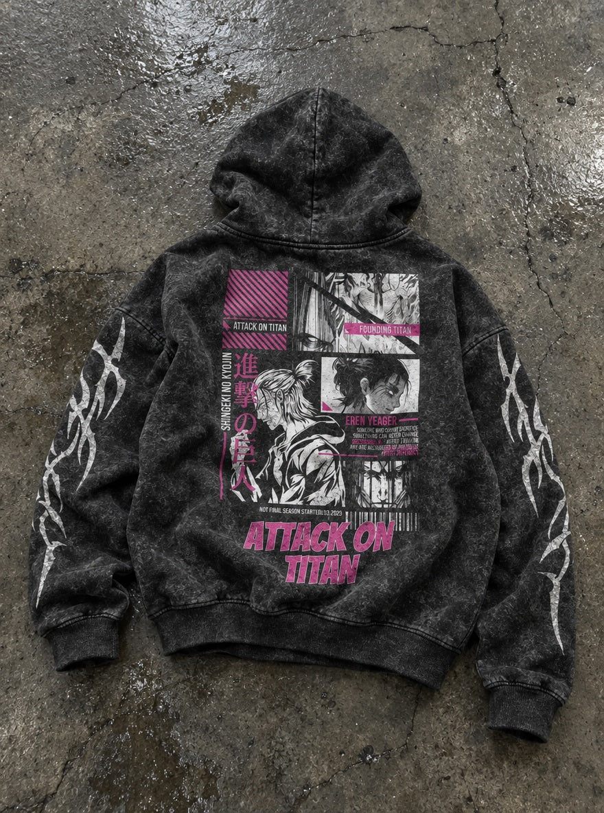 Eren Yeager Panels – Hoodie – flat-lay | Attack on Titan