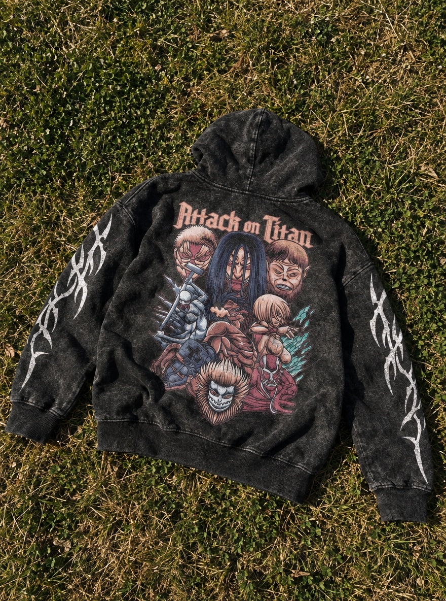 Titan Lineup – Hoodie – flat-lay | Attack on Titan
