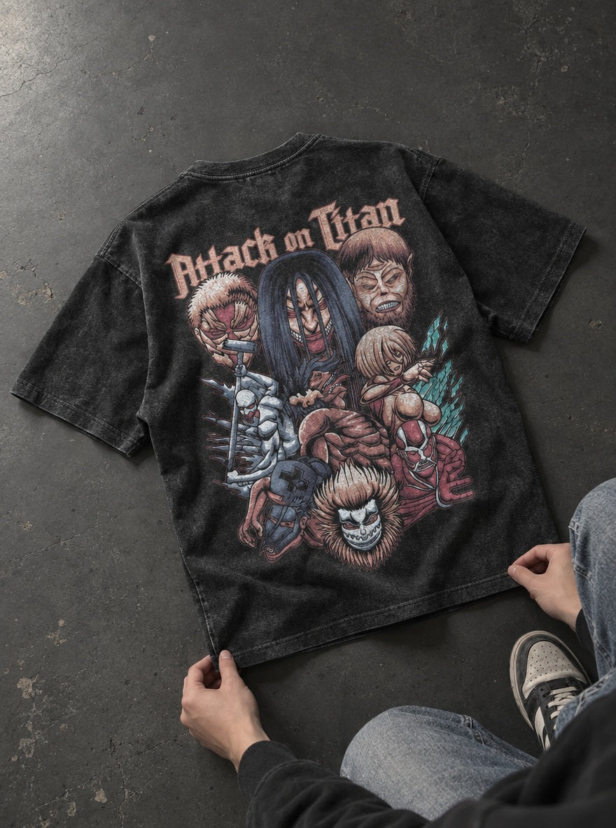 Titan Lineup – T-Shirt – flat-lay | Attack on Titan