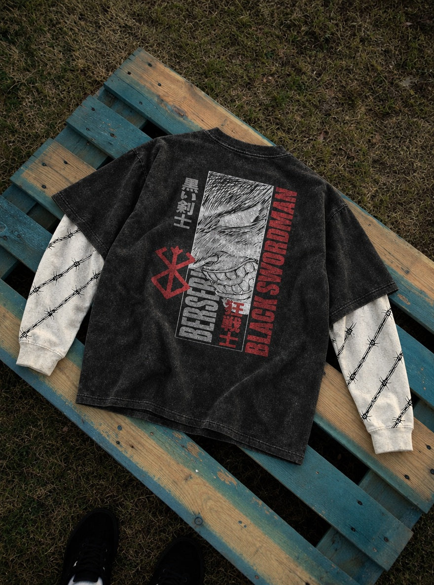 Black Swordsman Banner – Double Sleeves – flat-lay | Berserk