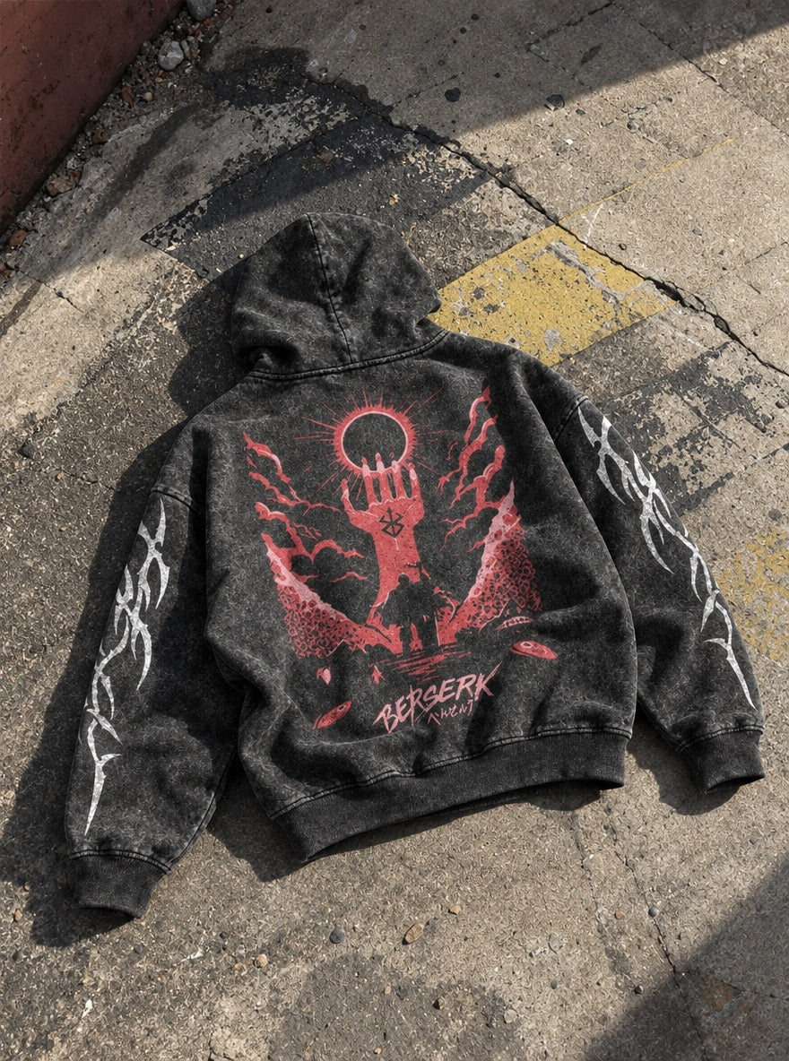 Red Eclipse Hand – Hoodie – flat-lay | Berserk