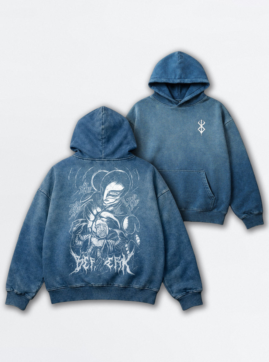 Blue Faded Hoodie – Hawk Helm Behelit – mockup | Berserk