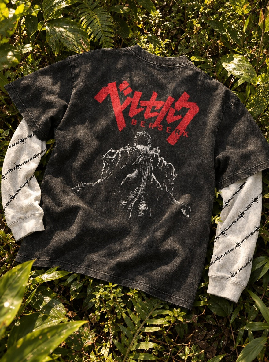Clifftop Guts – Double Sleeves – flat-lay | Berserk