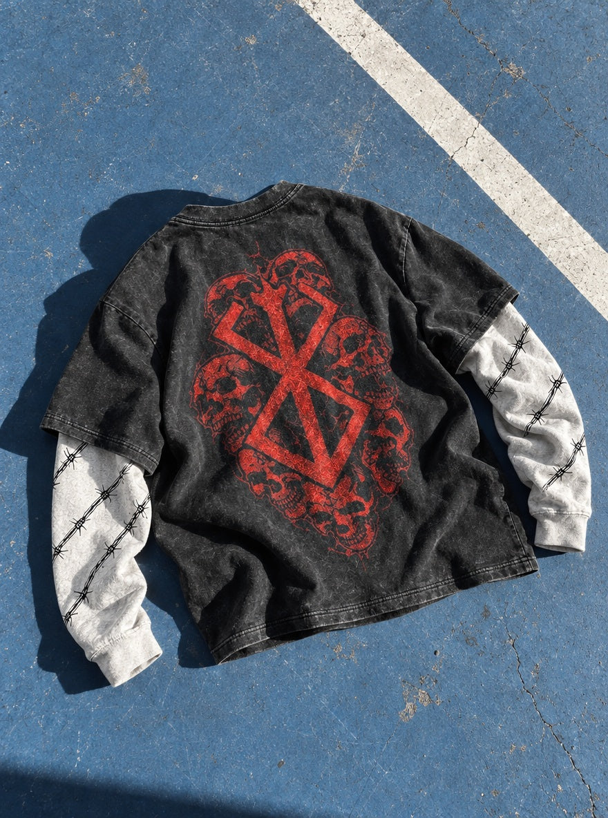 Skull Brand – Double Sleeves – flat-lay | Berserk