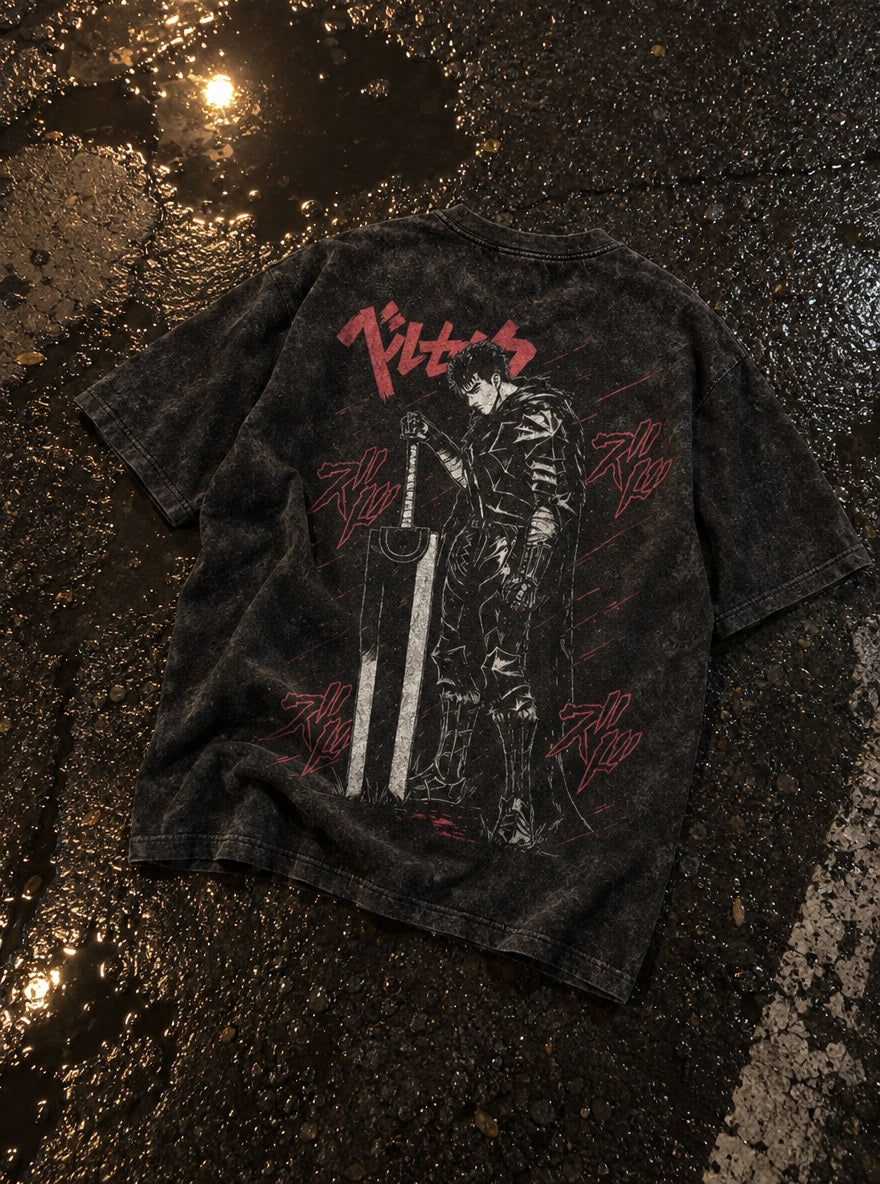Guts Sword Lean – T-Shirt – flat-lay | Berserk