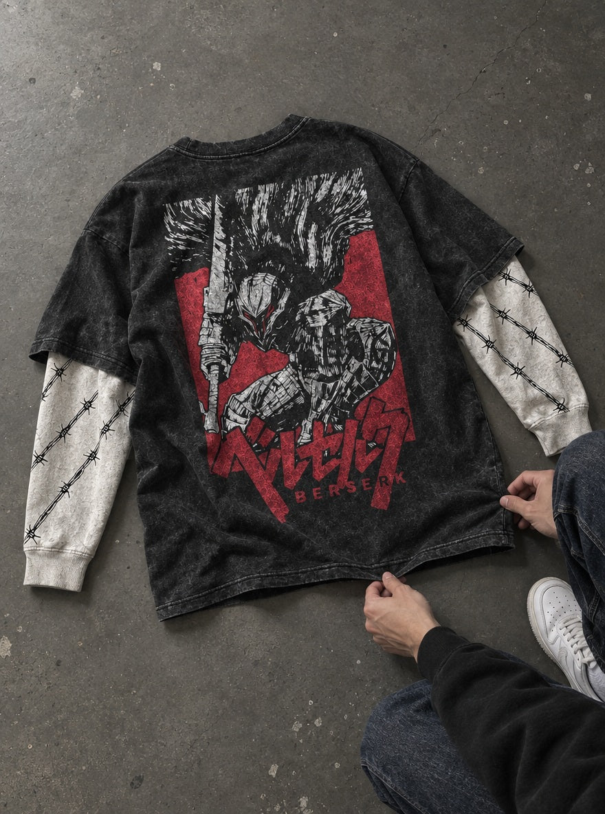 Red Panel Berserker – Double Sleeves – flat-lay | Berserk