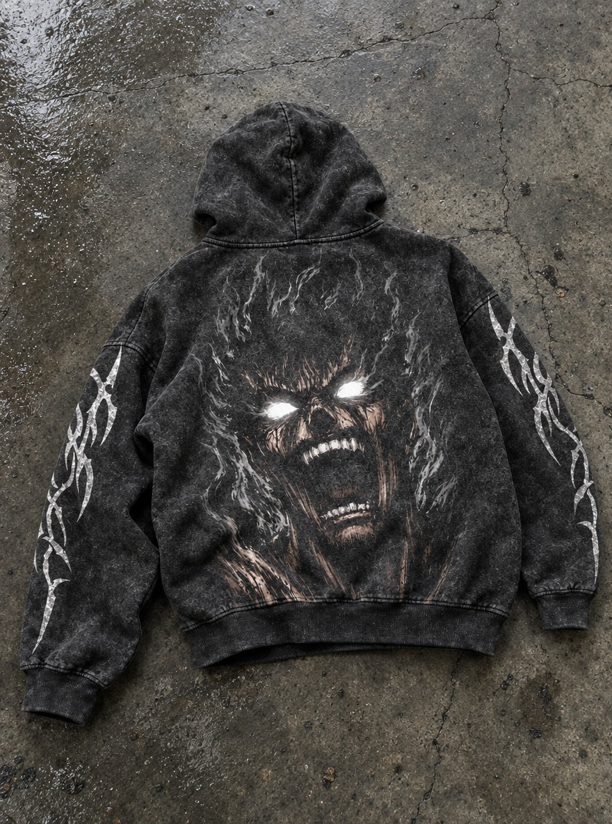 Guts Rage Scream – Hoodie – flat-lay | Berserk