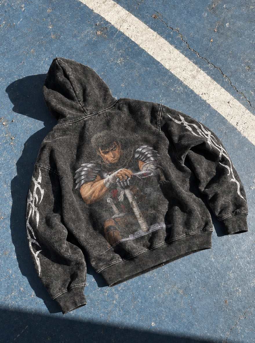 Guts Sword Vigil – Hoodie – flat-lay | Berserk