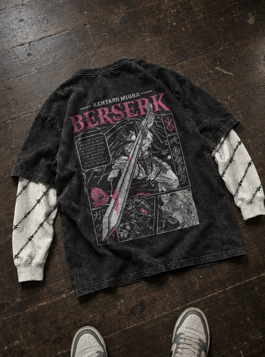 Pink Panel Guts – Double Sleeves – flat-lay | Berserk