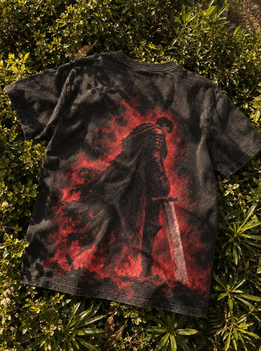 Crimson Aura Guts – T-Shirt – flat-lay | Berserk