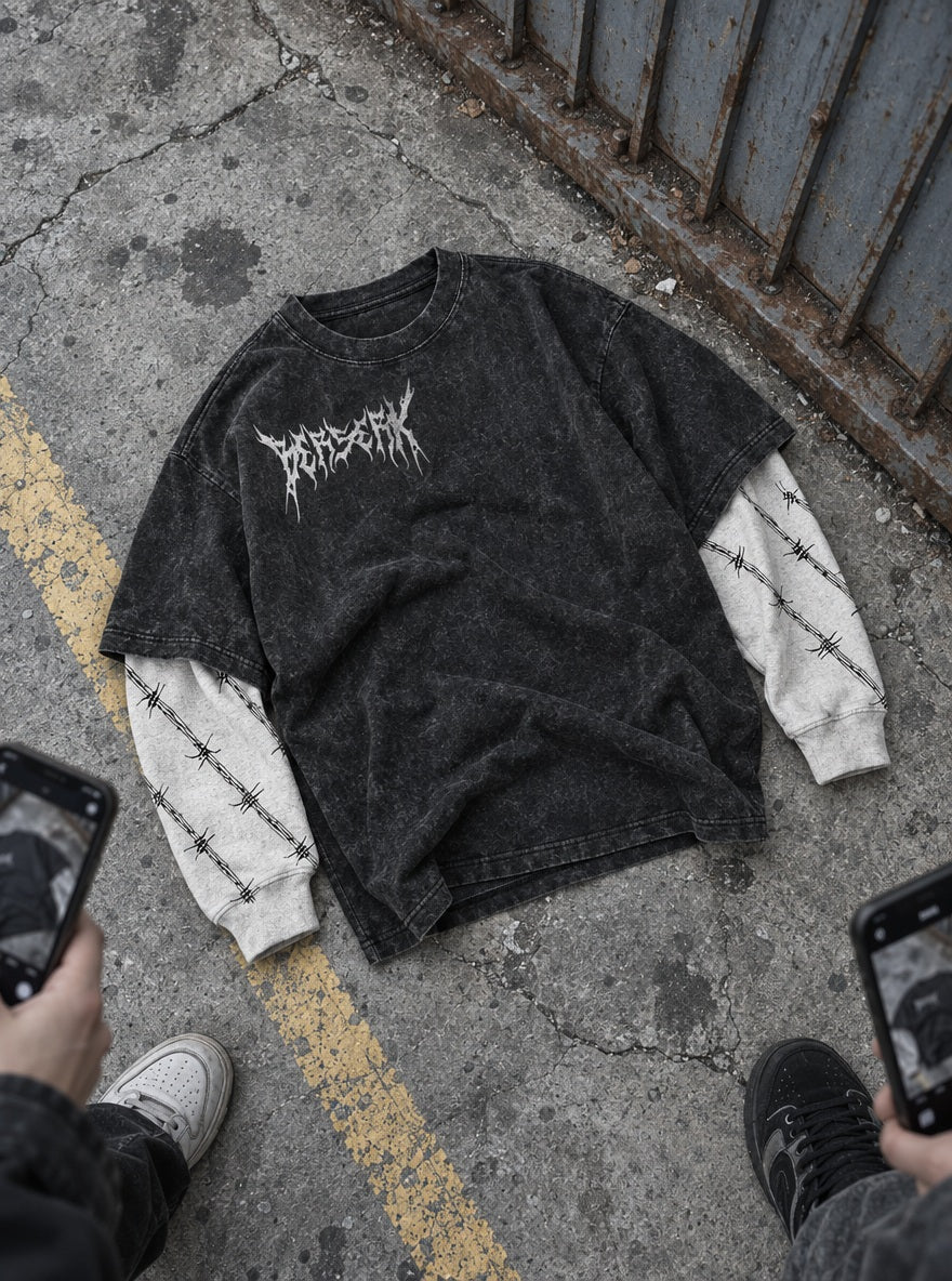 White Metal Logo – Double Sleeves – flat-lay | Berserk