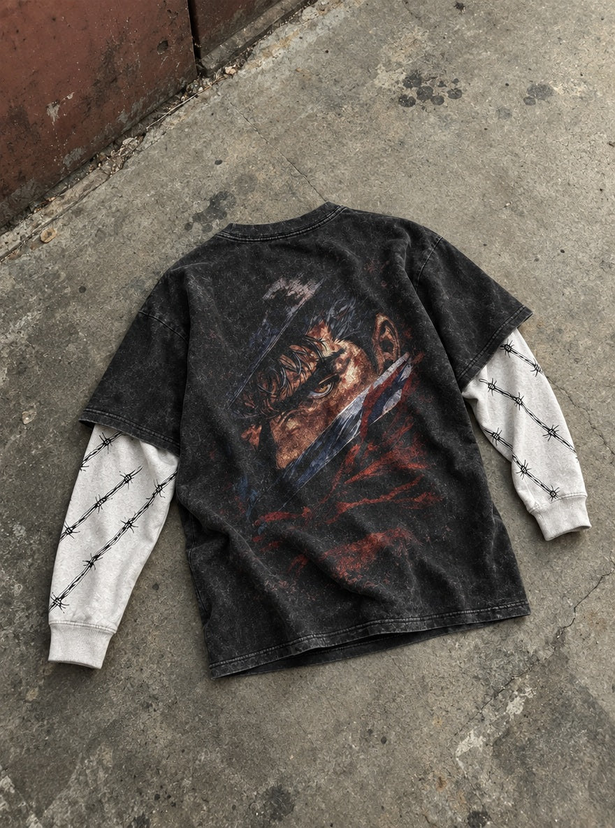 Guts Blade Glare – Double Sleeves – flat-lay | Berserk