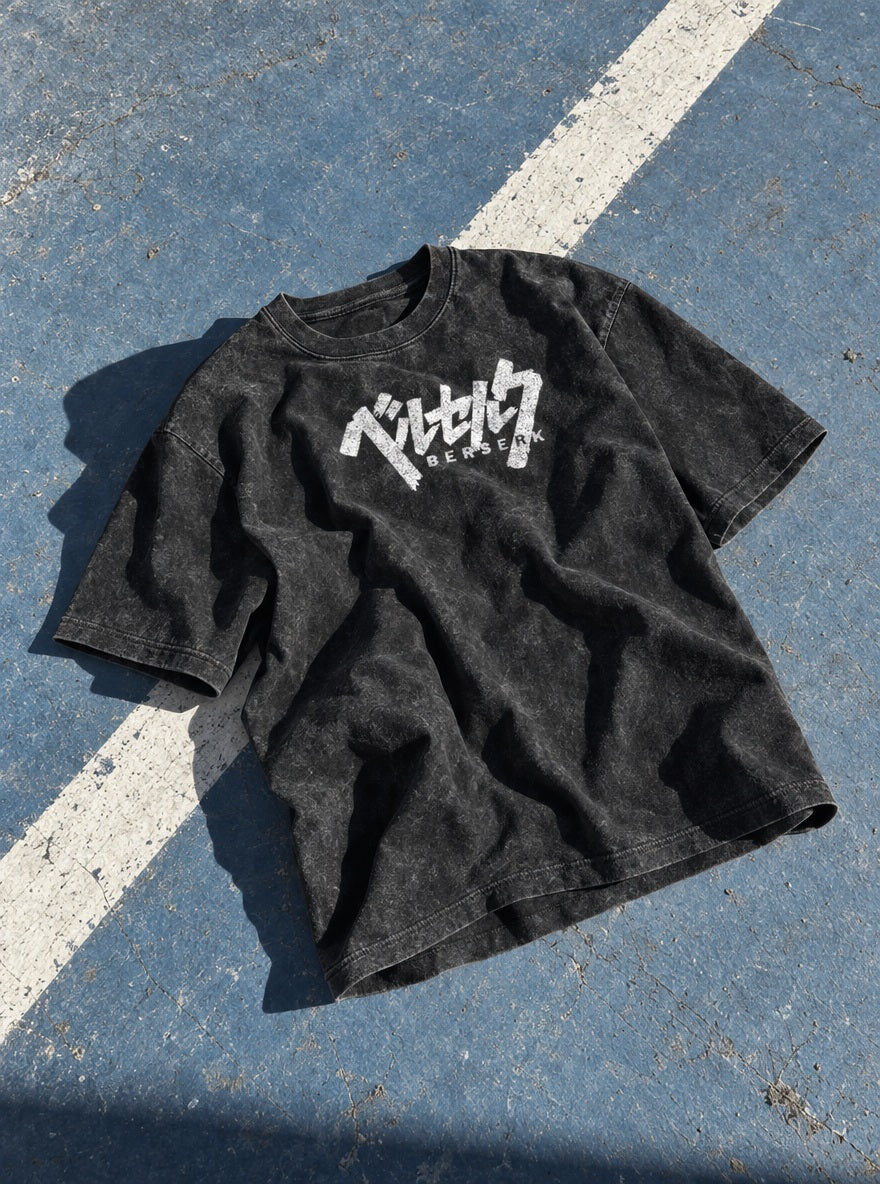 White Katakana Logo – T-Shirt – flat-lay | Berserk