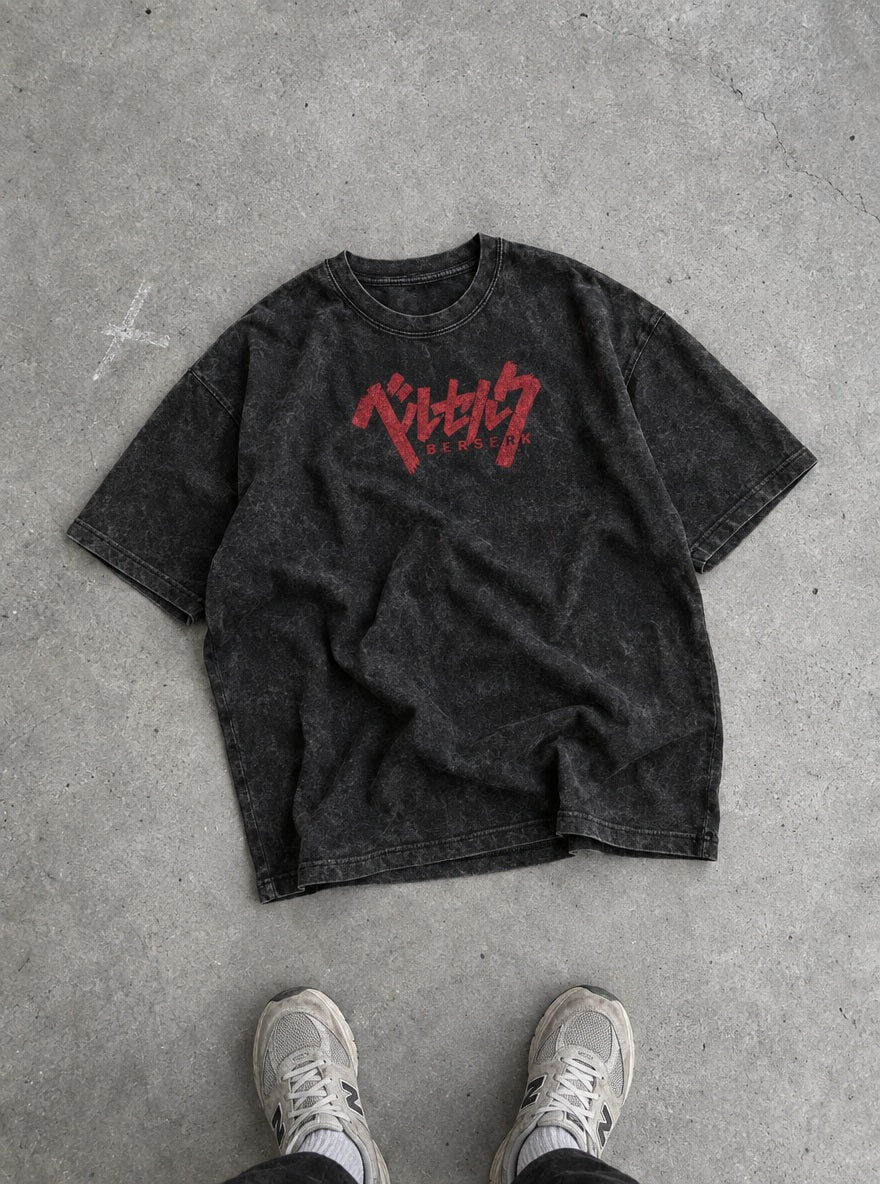 Red Katakana Logo – T-Shirt – flat-lay | Berserk
