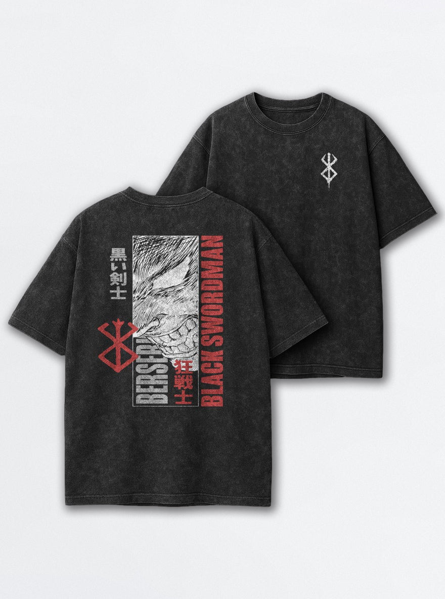 Black Swordsman Banner – T-Shirt – mockup | Berserk