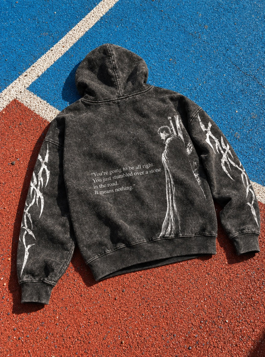 Guts Quote – Hoodie – flat-lay | Berserk