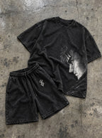 Black Tee & Shorts Combo – Bowed Head Guts – flat-lay | Berserk