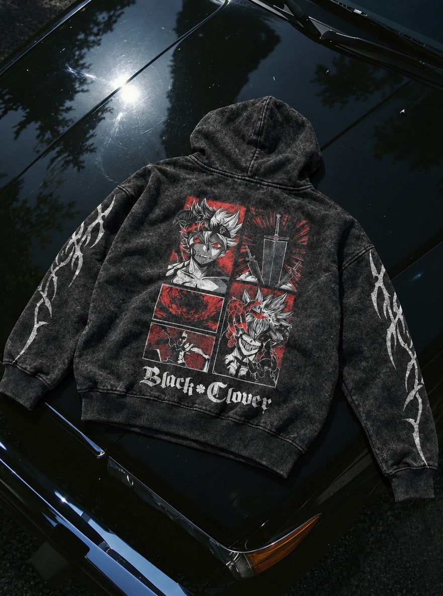 Asta Devil Panels – Hoodie – flat-lay | Black Clover