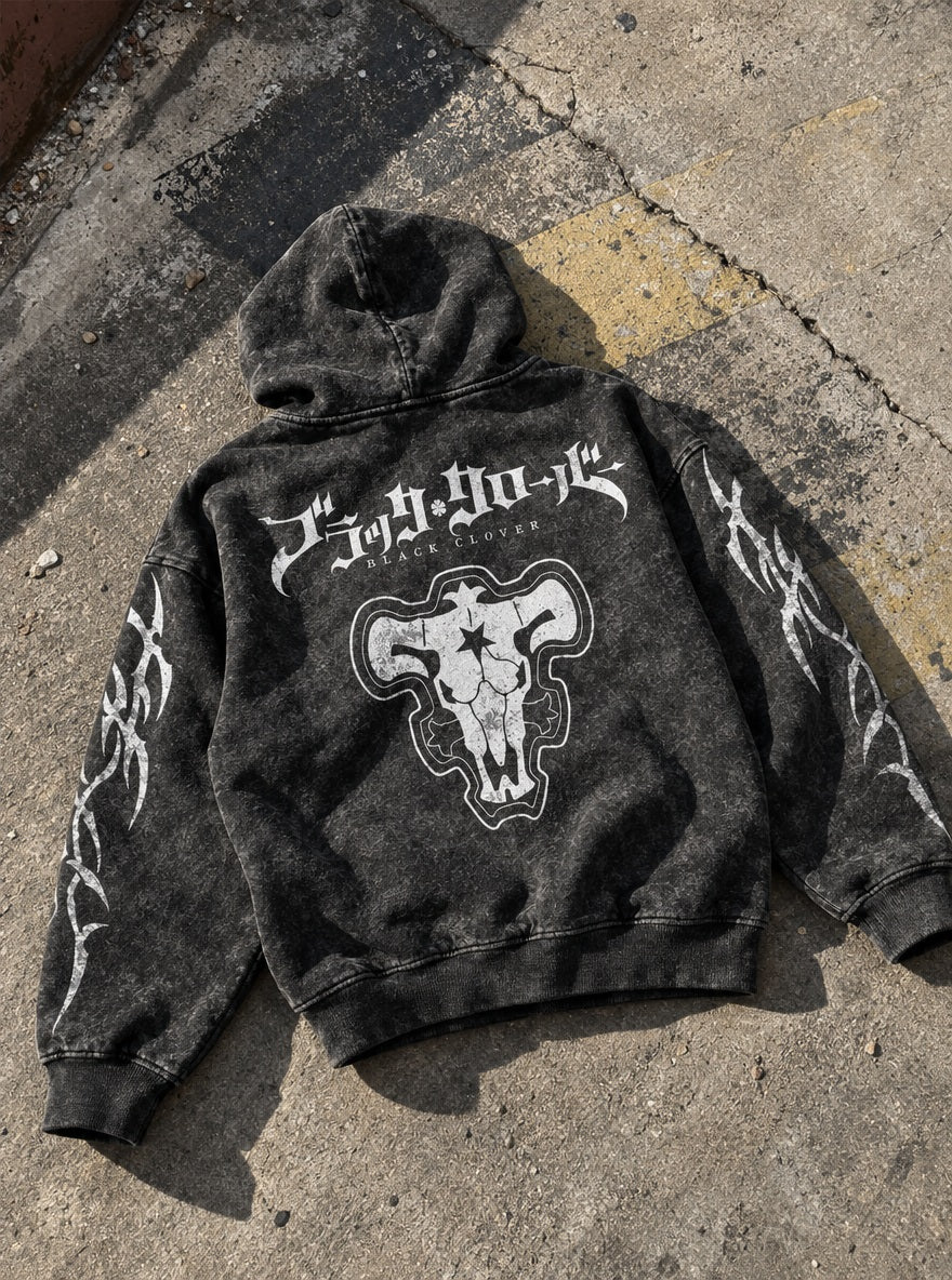Black Bulls Emblem – Hoodie – flat-lay | Black Clover