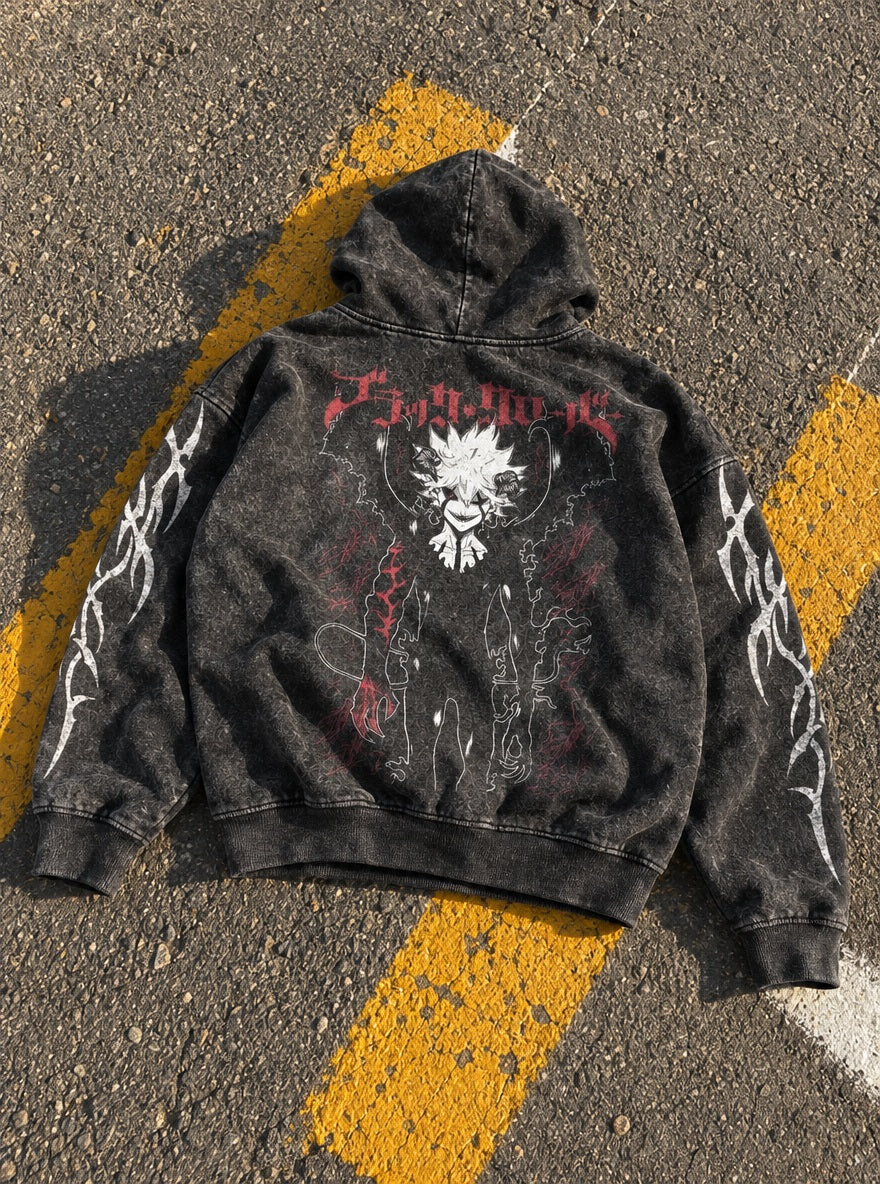Black Asta – Hoodie – flat-lay | Black Clover