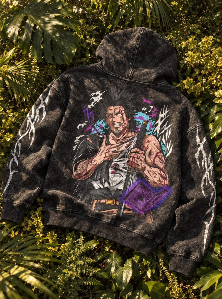 Bloodied Yami – Hoodie – flat-lay | Black Clover