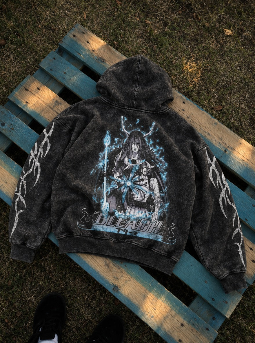 Ulquiorra Blue Lance – Hoodie – flat-lay | Bleach