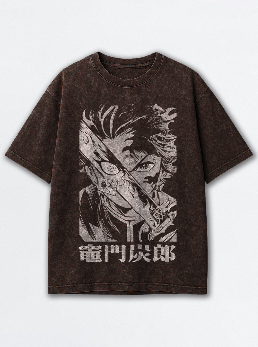 Tanjiro Red – Brown T-Shirt – mockup | Demon Slayer