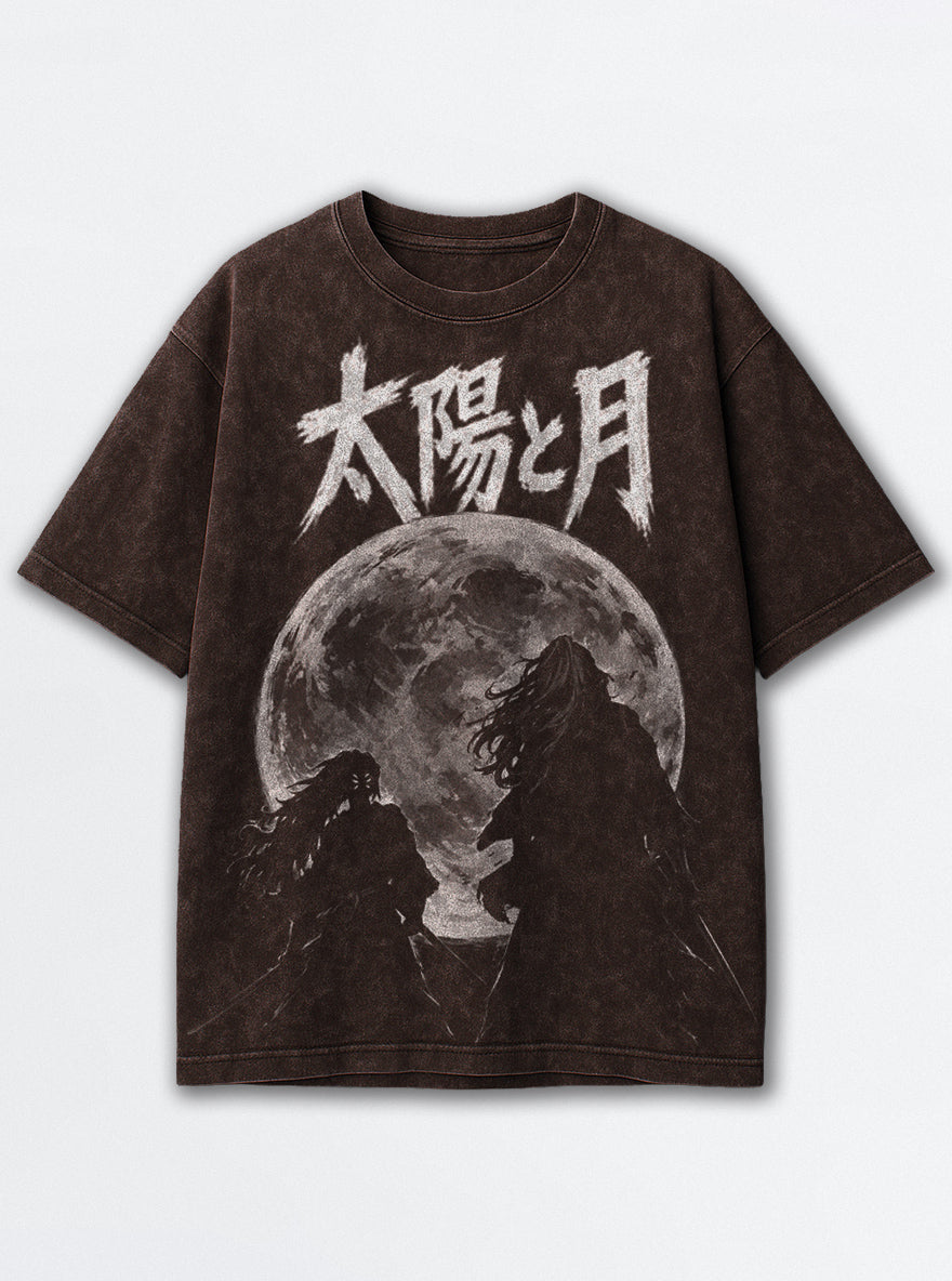 Sun and Moon – Brown T-Shirt – mockup | Demon Slayer