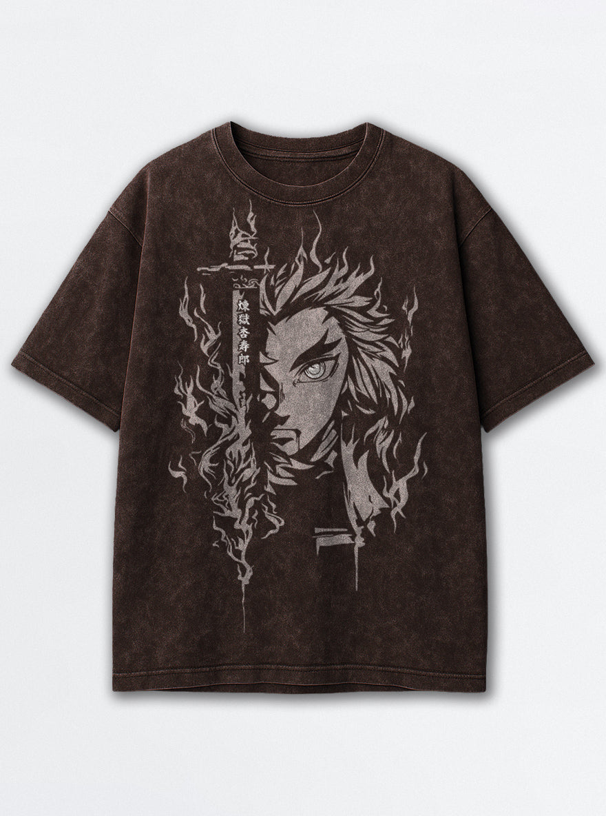 Rengoku Ember – Brown T-Shirt – mockup | Demon Slayer