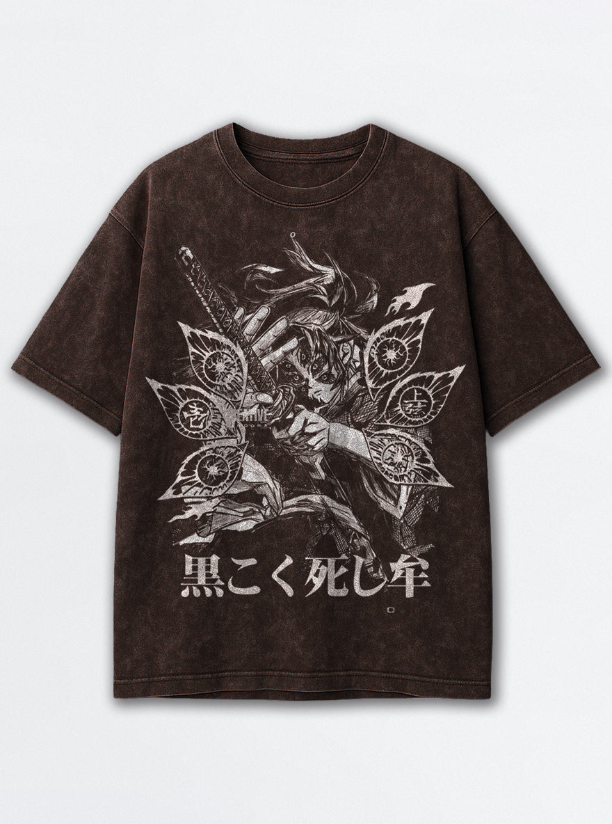 Crimson Gaze – Brown T-Shirt – mockup | Demon Slayer