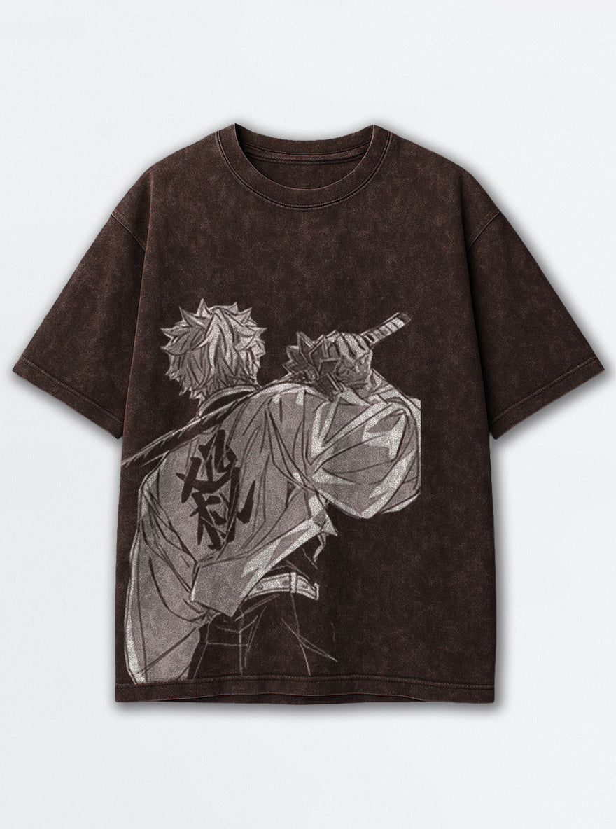 Sanemi Back – Brown T-Shirt – mockup | Demon Slayer