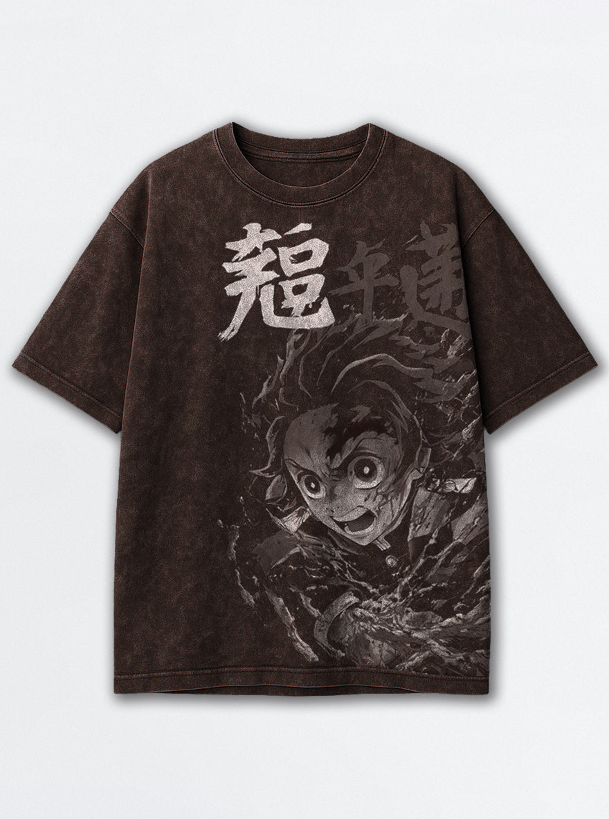 Tanjiro Blaze – Brown T-Shirt – mockup | Demon Slayer