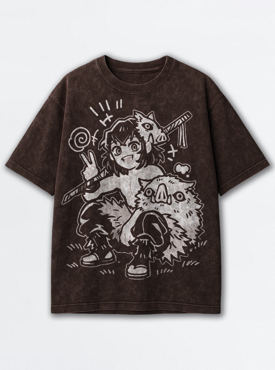 Inosuke Chibi – Brown T-Shirt – mockup | Demon Slayer