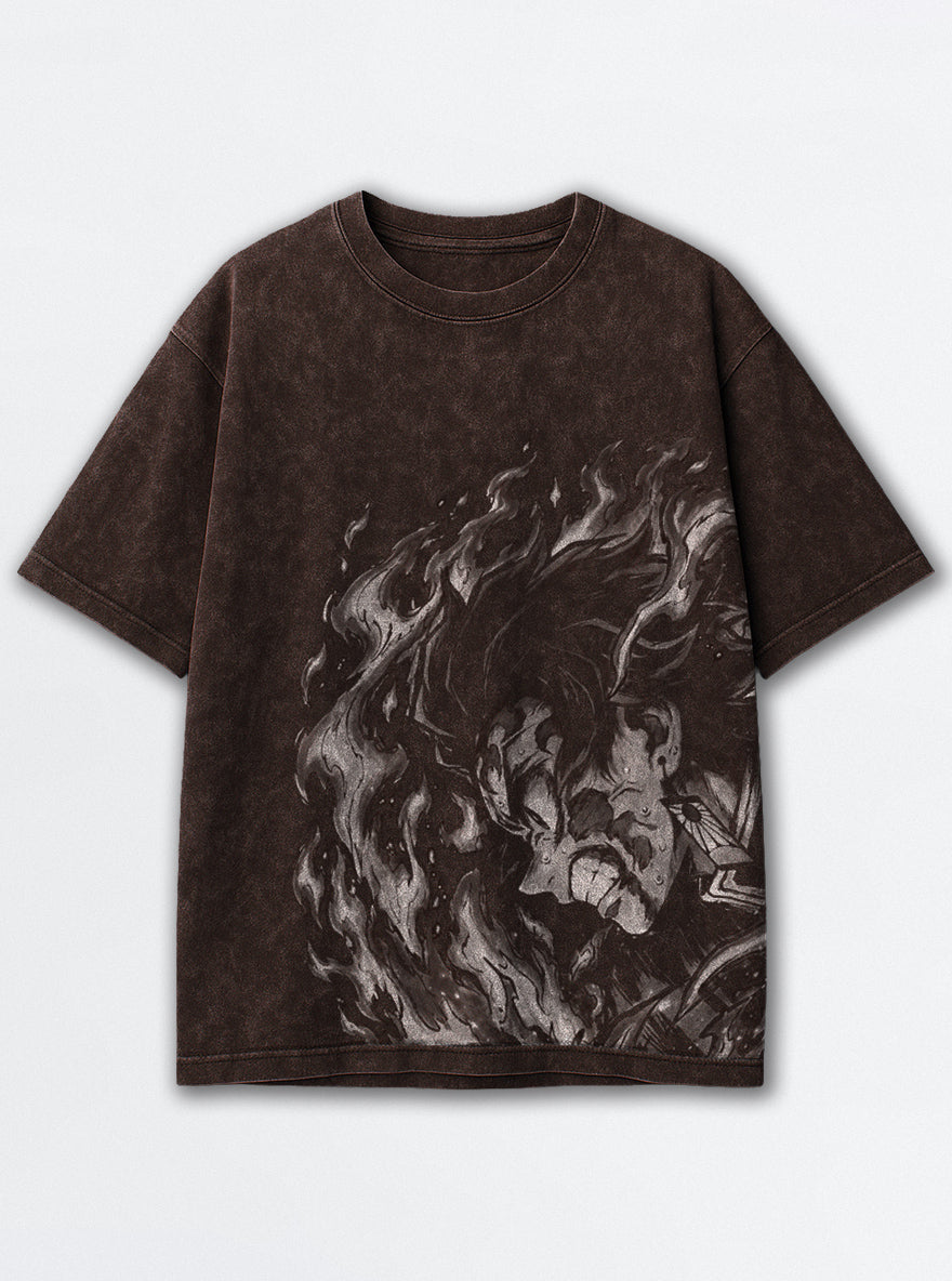 Purple Flame – Brown T-Shirt – mockup | Demon Slayer