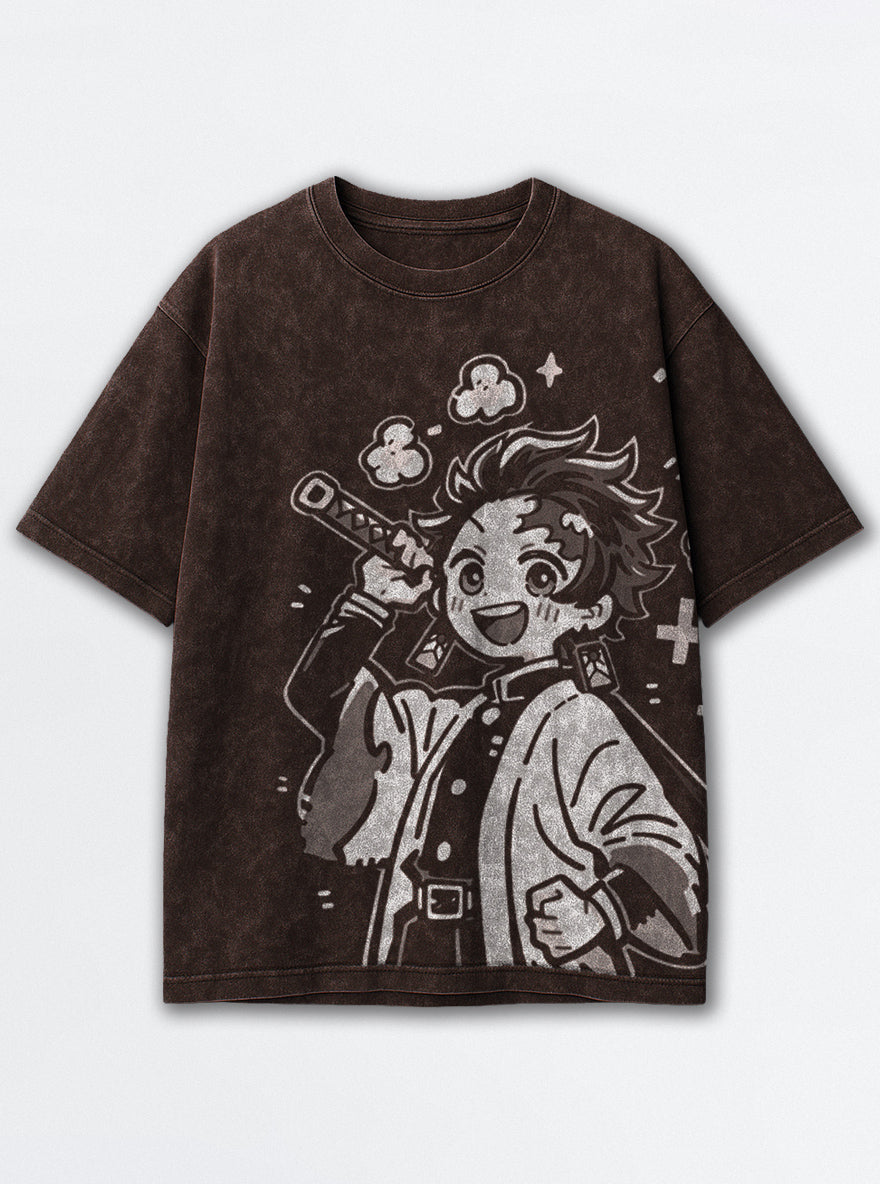 Tanjiro Chibi – Brown T-Shirt – mockup | Demon Slayer