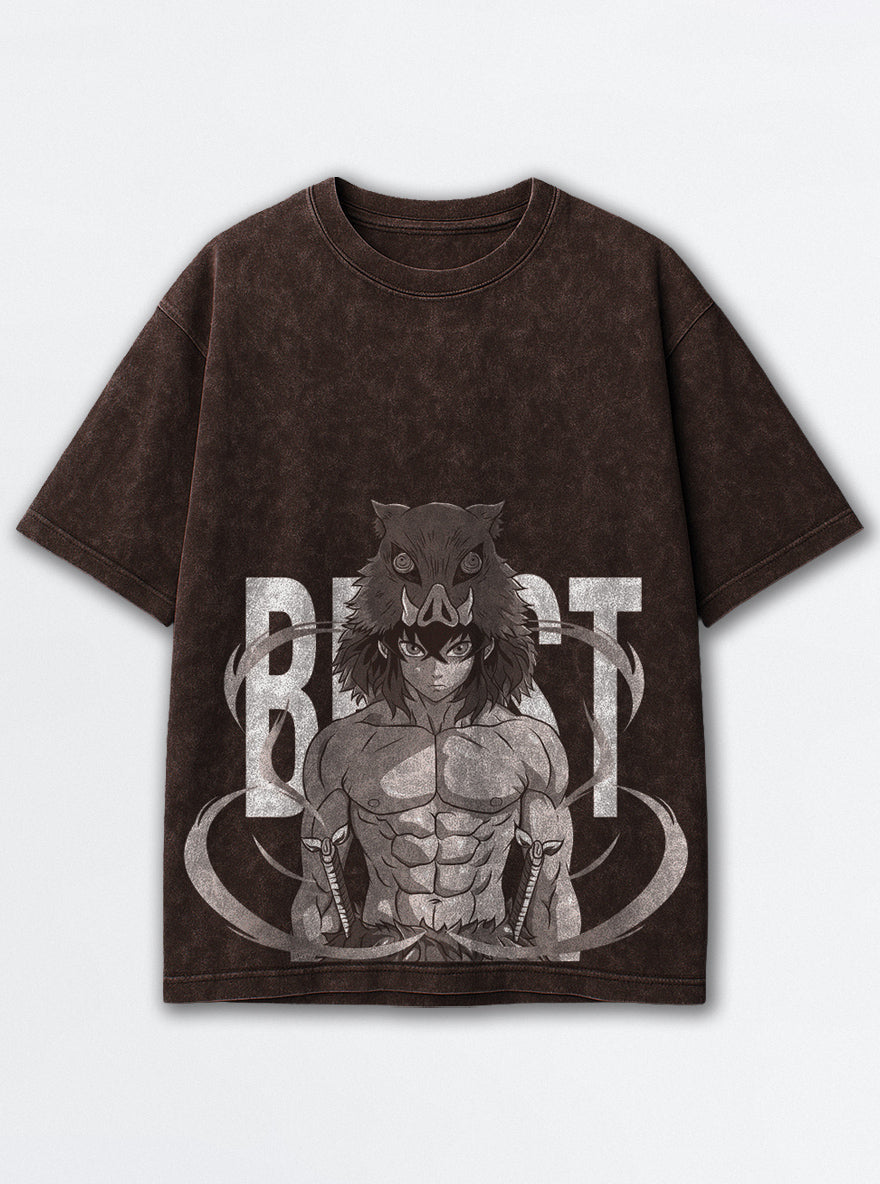 Feral Mask – Brown T-Shirt – mockup | Demon Slayer