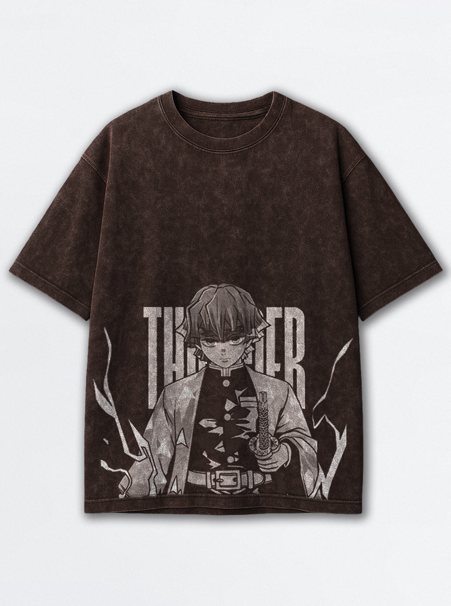 Zenitsu Awakened – Brown T-Shirt – mockup | Demon Slayer