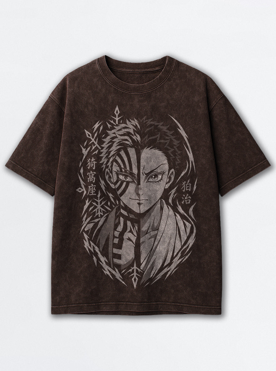 Akaza Duality – Brown T-Shirt – mockup | Demon Slayer