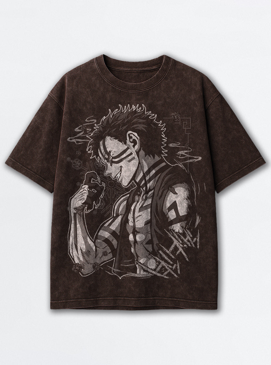 Akaza Unleashed – Brown T-Shirt – mockup | Demon Slayer