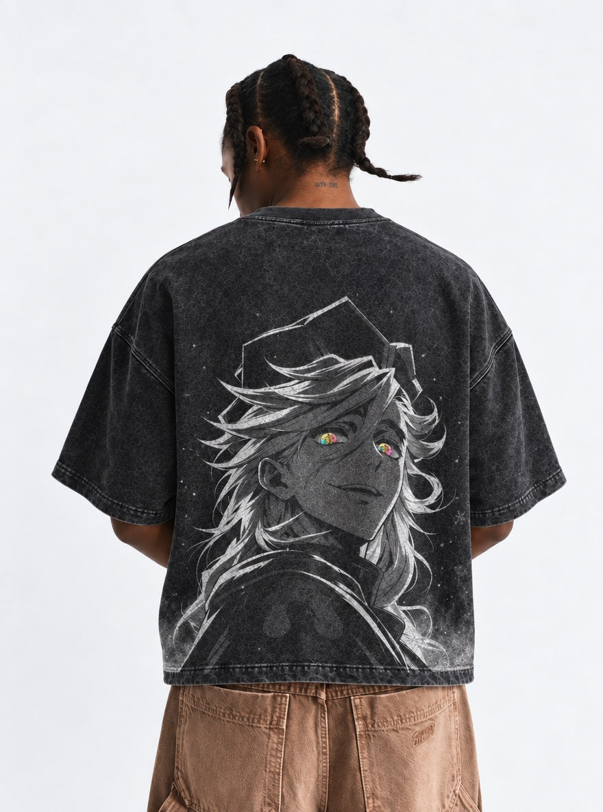Doma Smile – Black T-Shirt – model shot | Demon Slayer